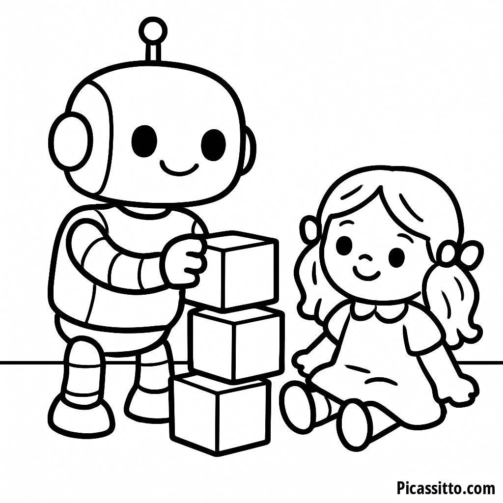 Freundlicher Roboter Ausmalbild