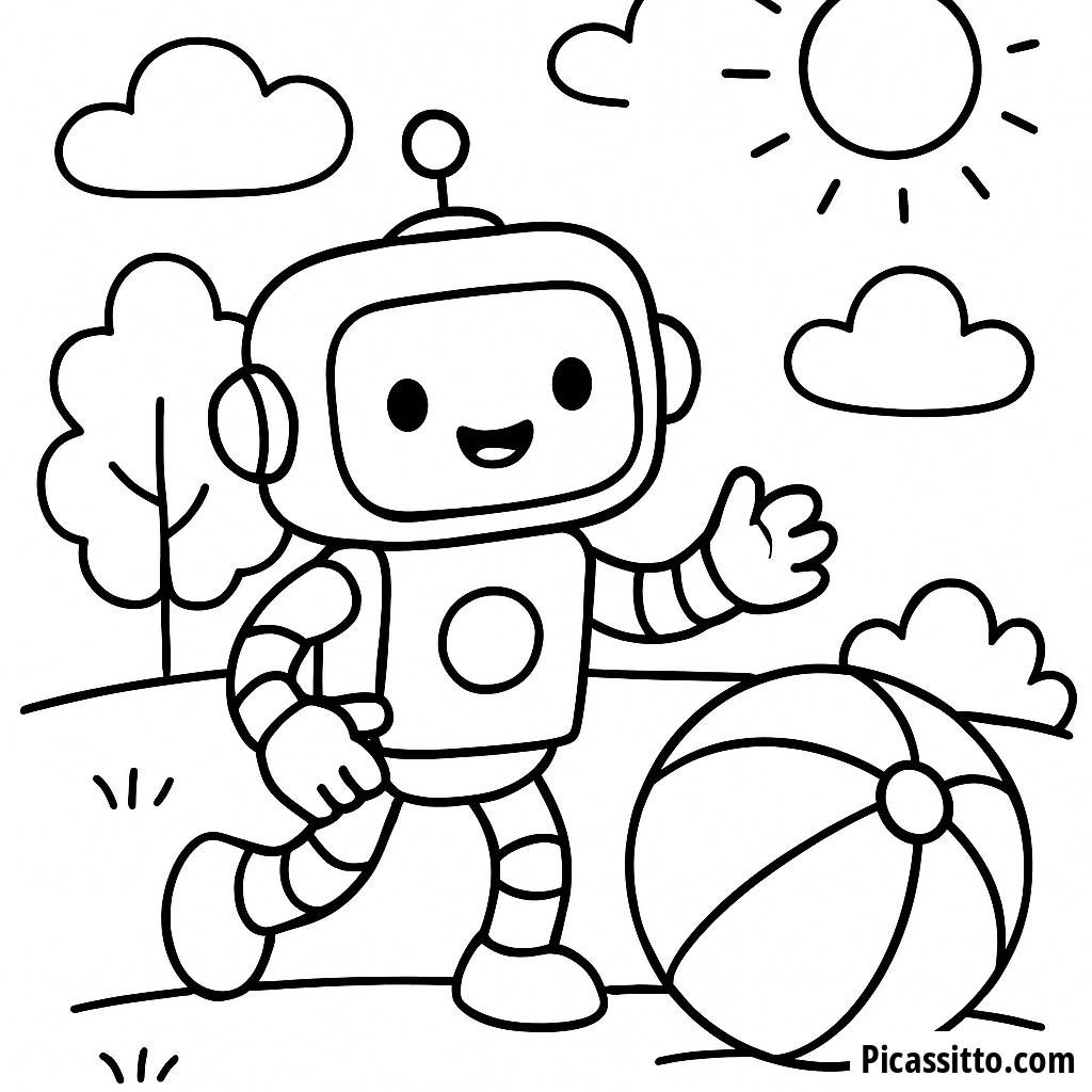 Freundlicher Roboter Ausmalbild