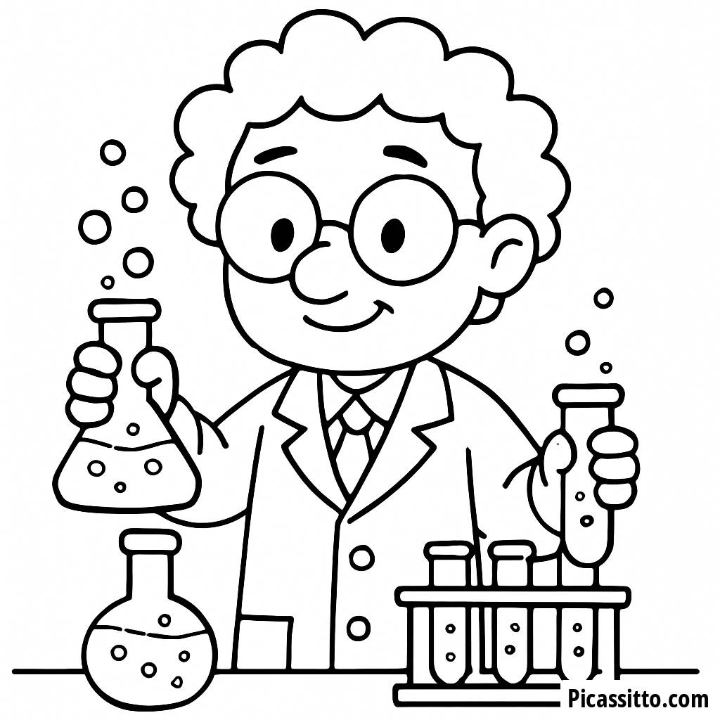 Friendly Scientist Coloring Page