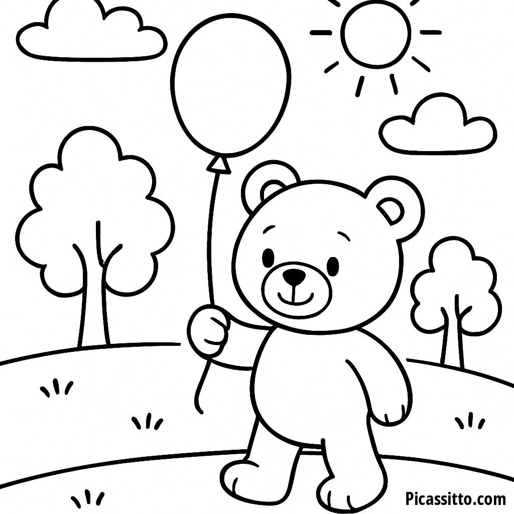 Página para Colorear de un Oso de Peluche Amigable