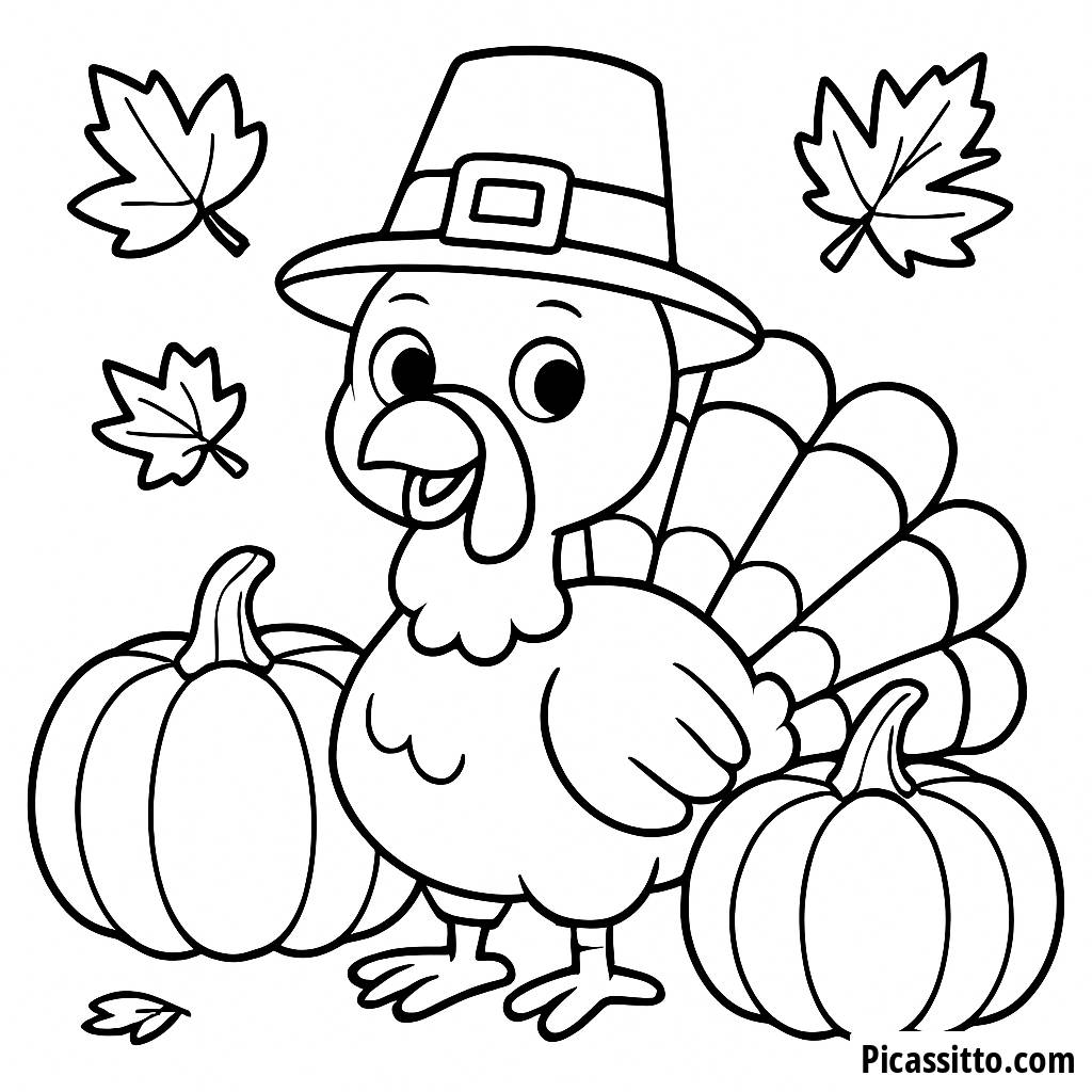 Page à Colorier d'Un Dindon Amical pour Thanksgiving