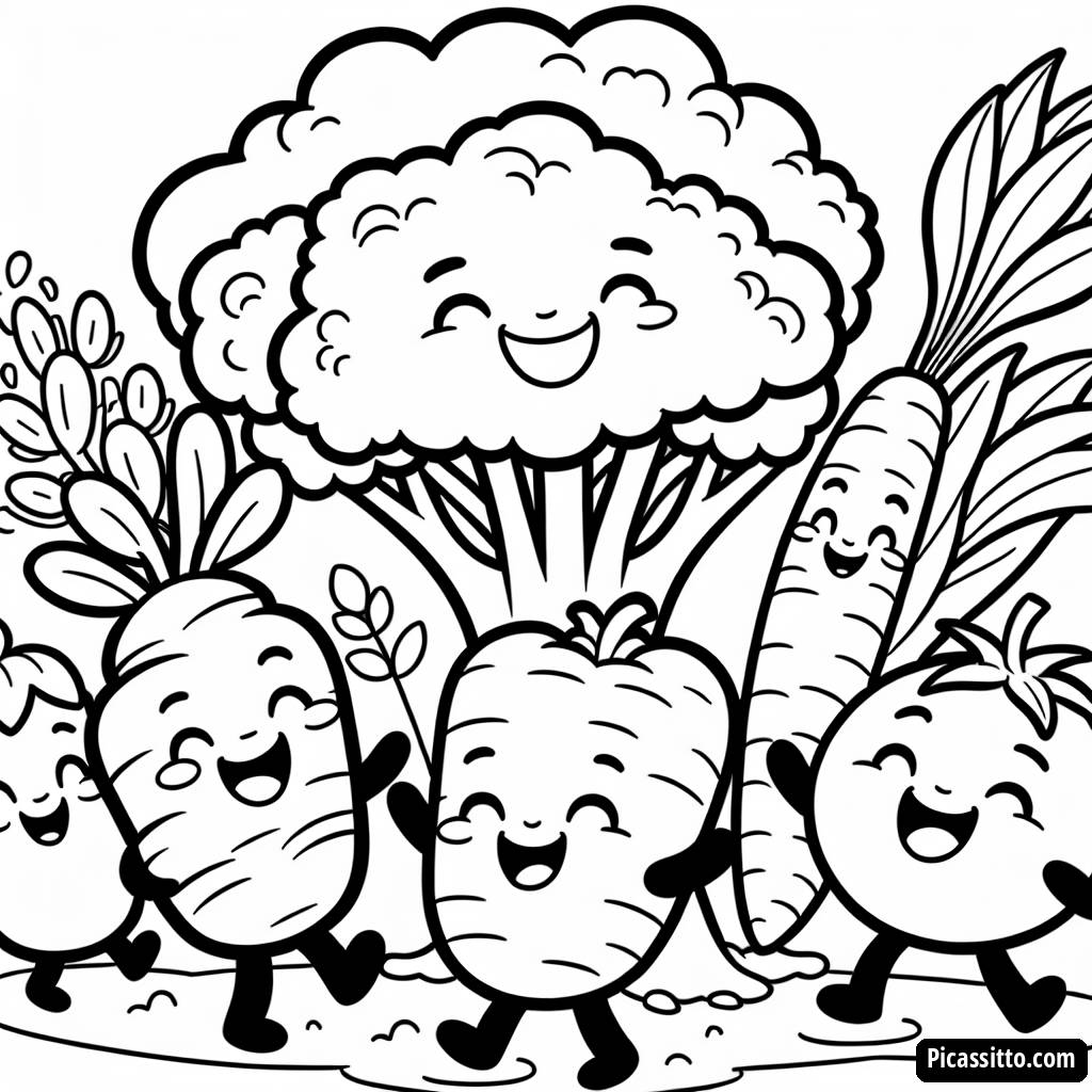 Friendly Vegetable Garden Coloring Page