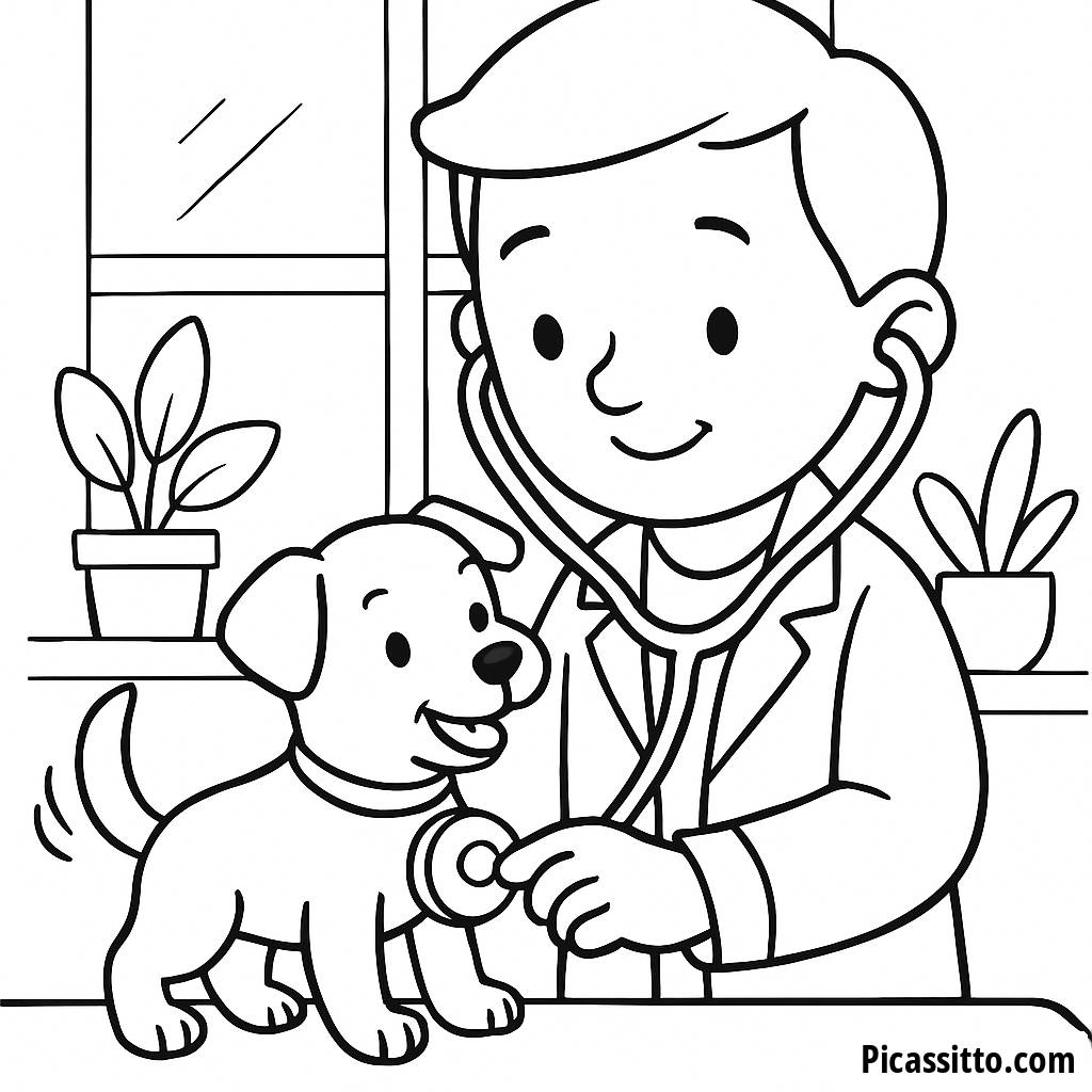 Freundlicher Tierarzt Ausmalbild