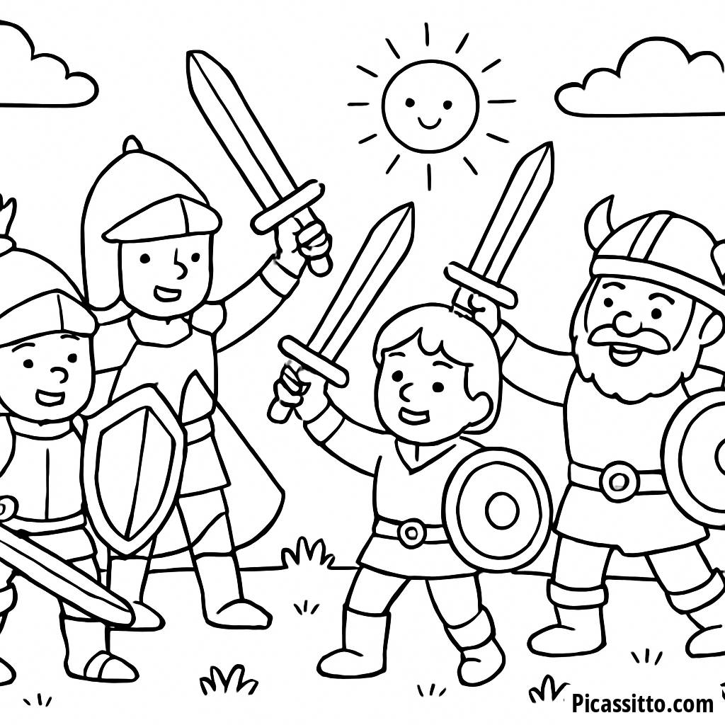 Friendly Warriors Coloring Page