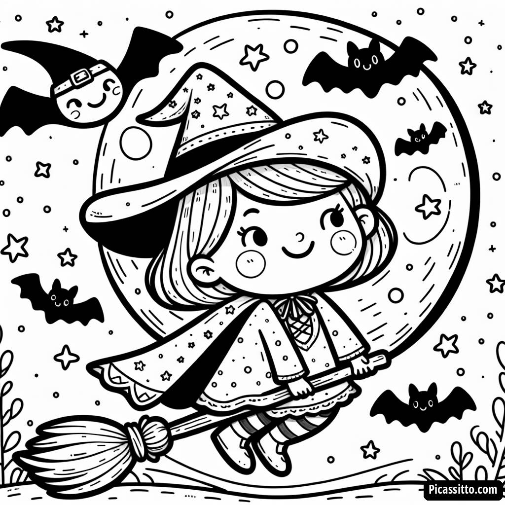 Friendly Witch Coloring Page