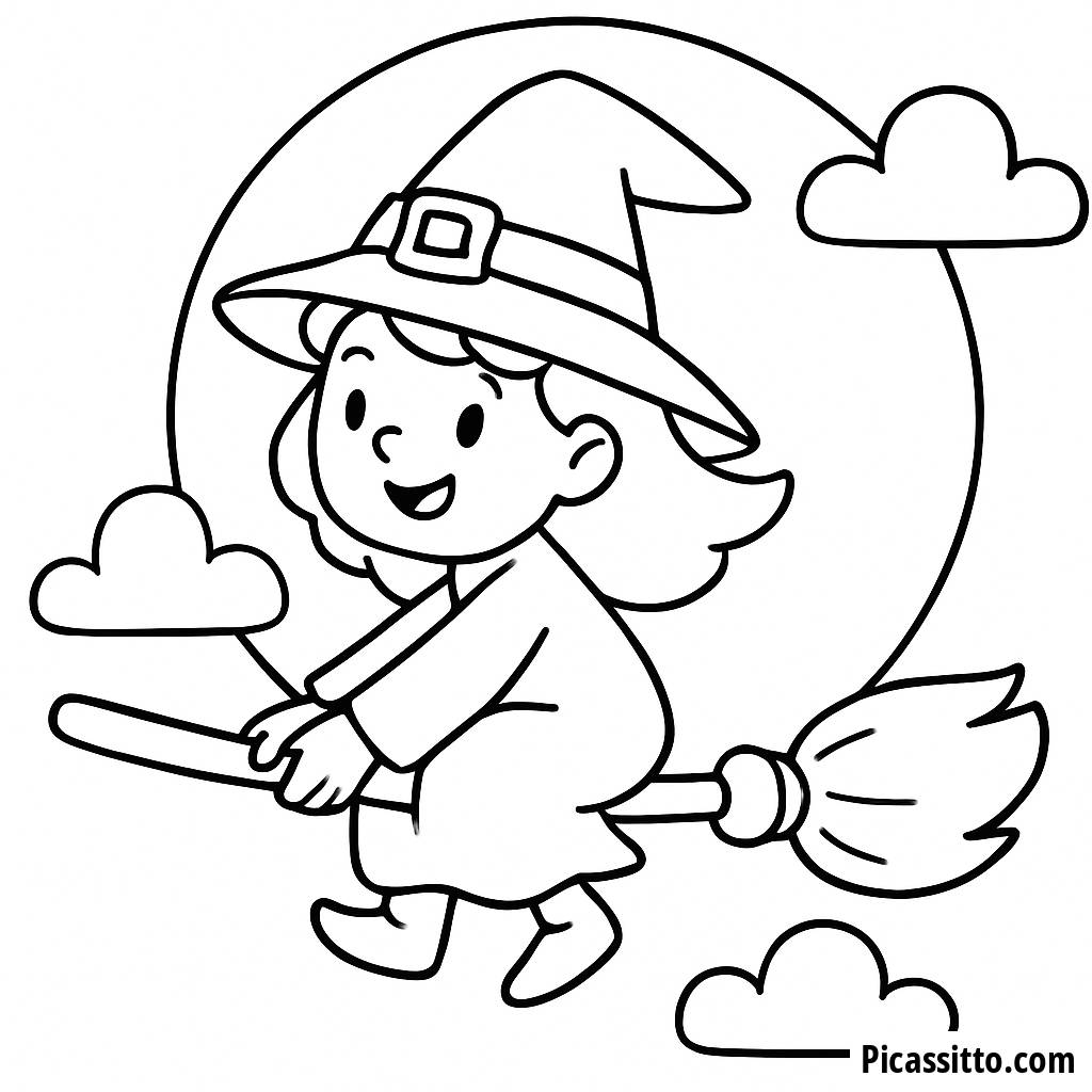 Página para Colorear de la Bruja Amistosa