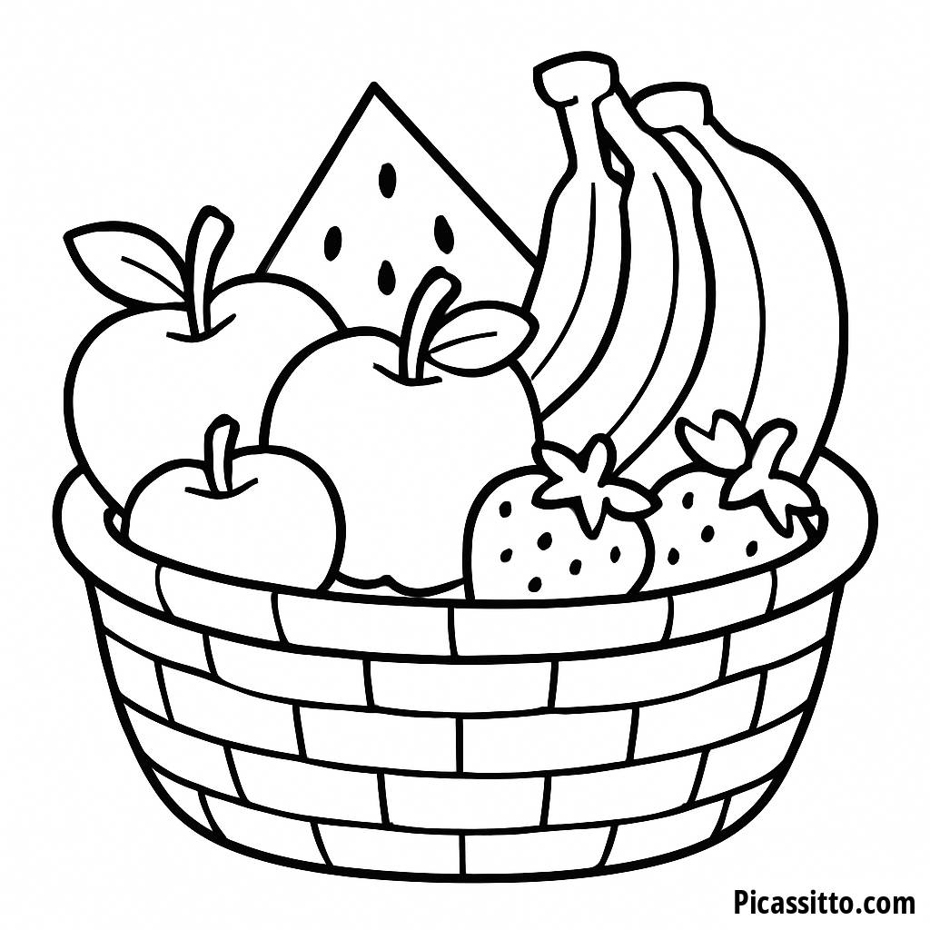 Página para Colorir: Cesta de Frutas