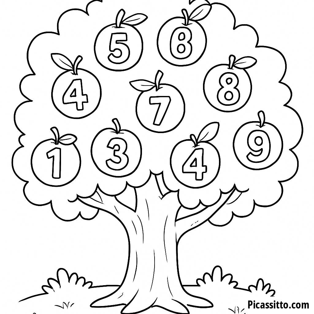 Pagina da Colorare Numeri Fruitosi
