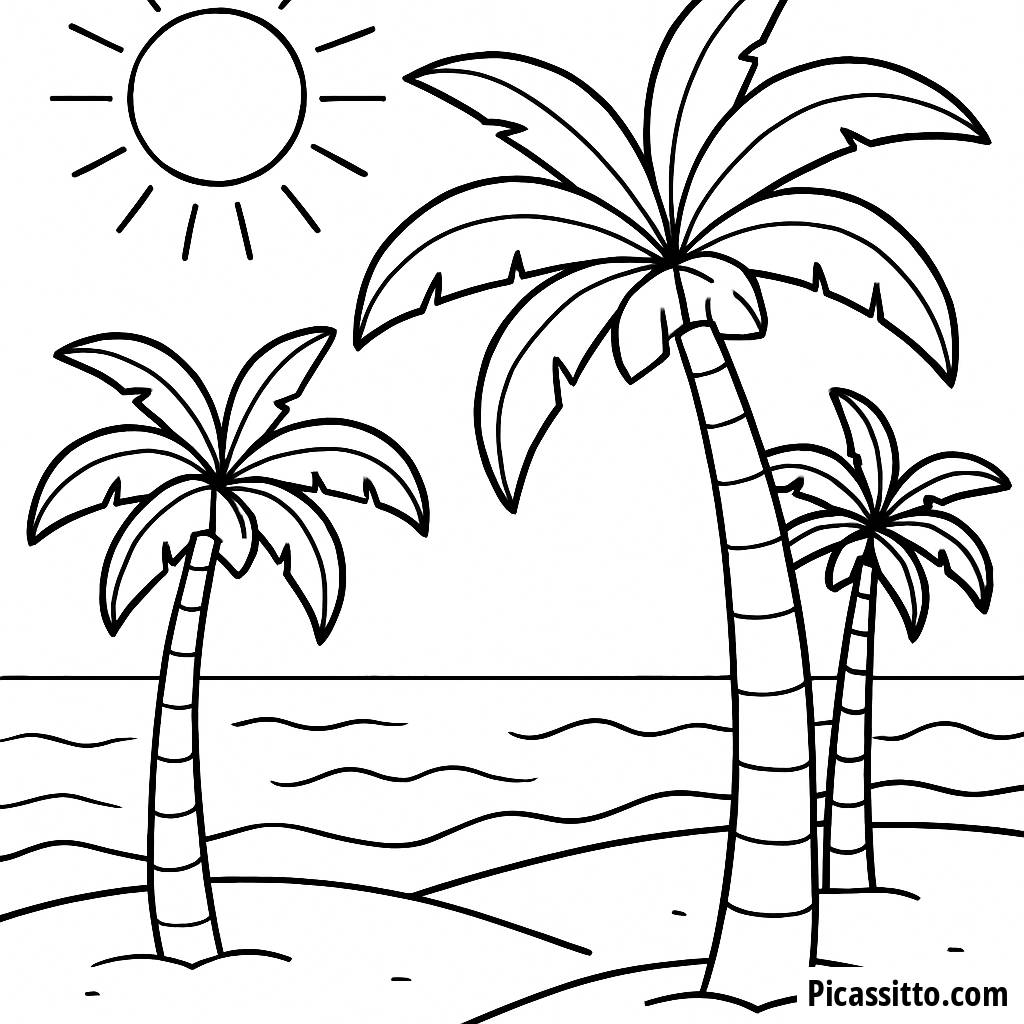 Pagina da Colorare Divertente in Spiaggia