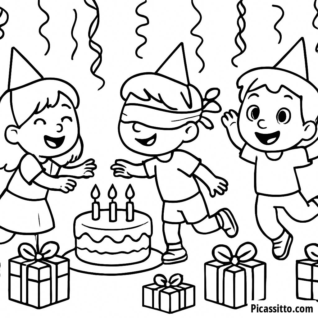 Página para Colorir de Festa de Aniversário Divertida