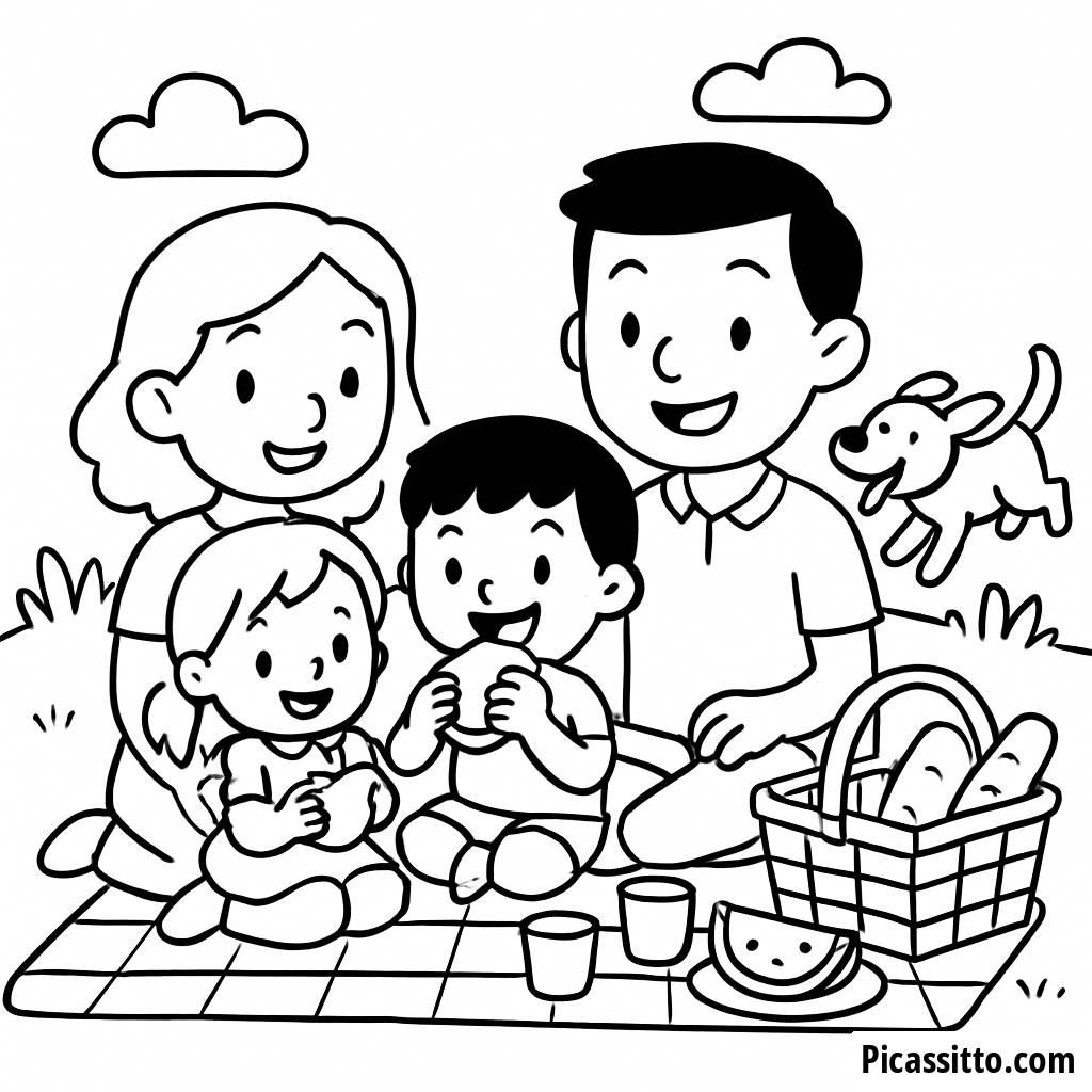 Spaßige Familien-Picknick Ausmalbild