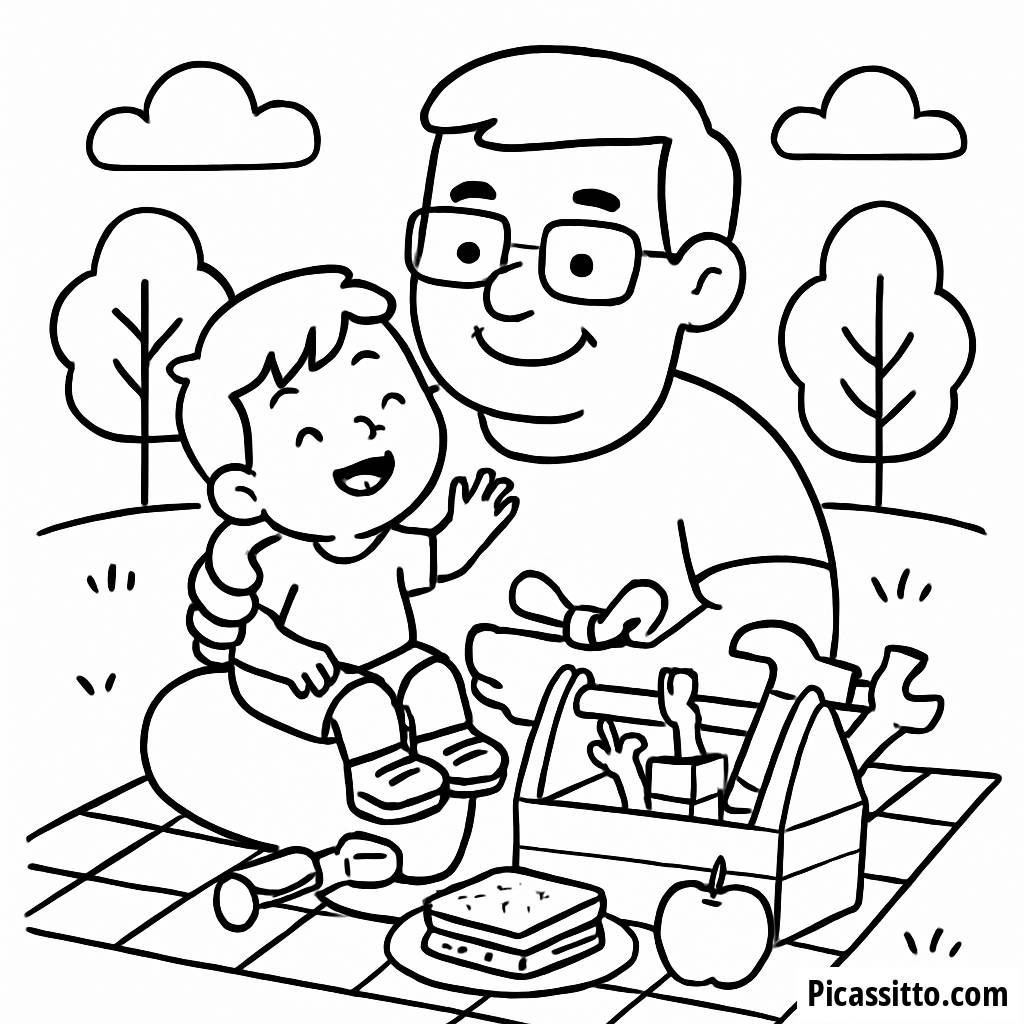 Lustige Farbseite zum Vatertag mit Picknick