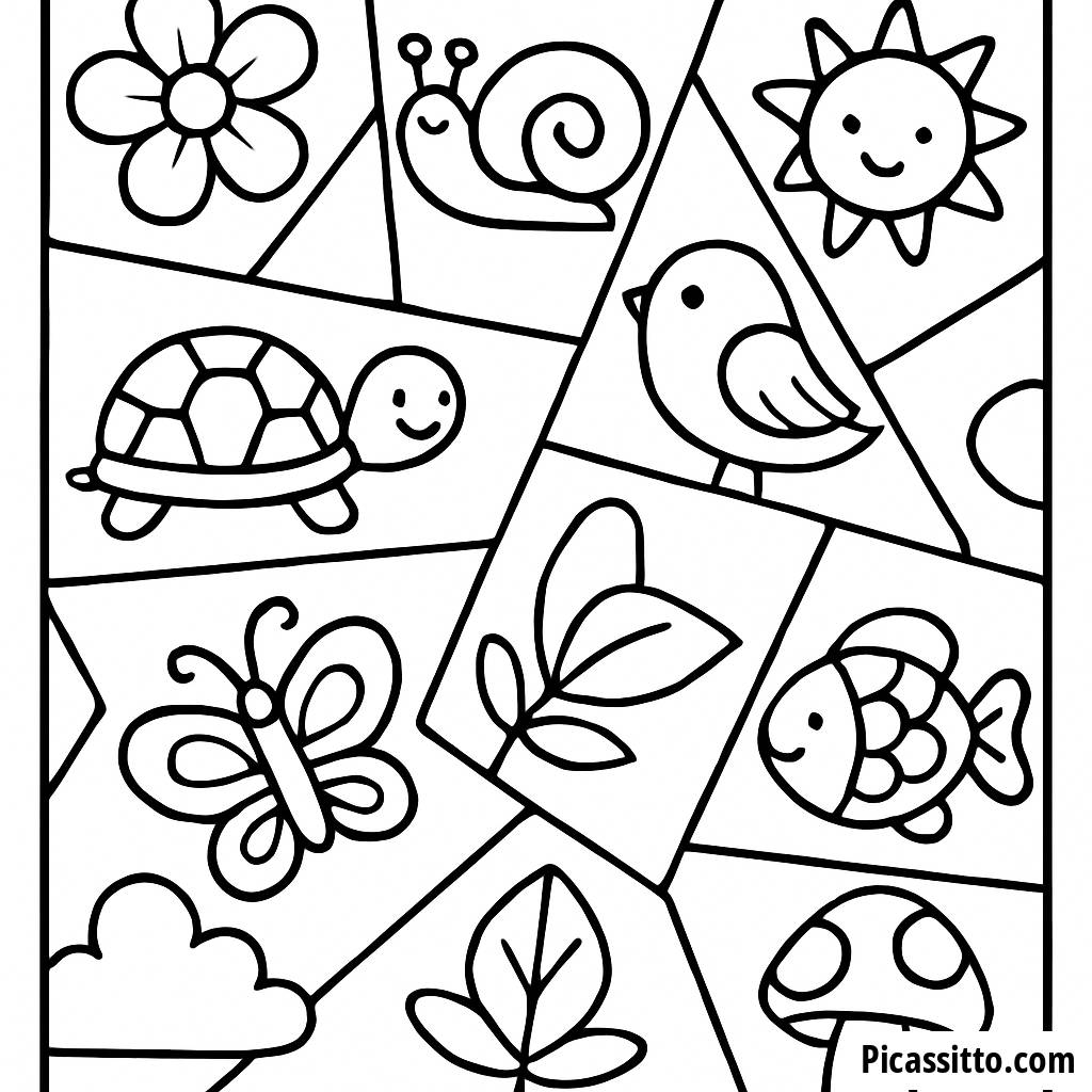 Pagina da Colorare di Forme Geometriche Divertenti