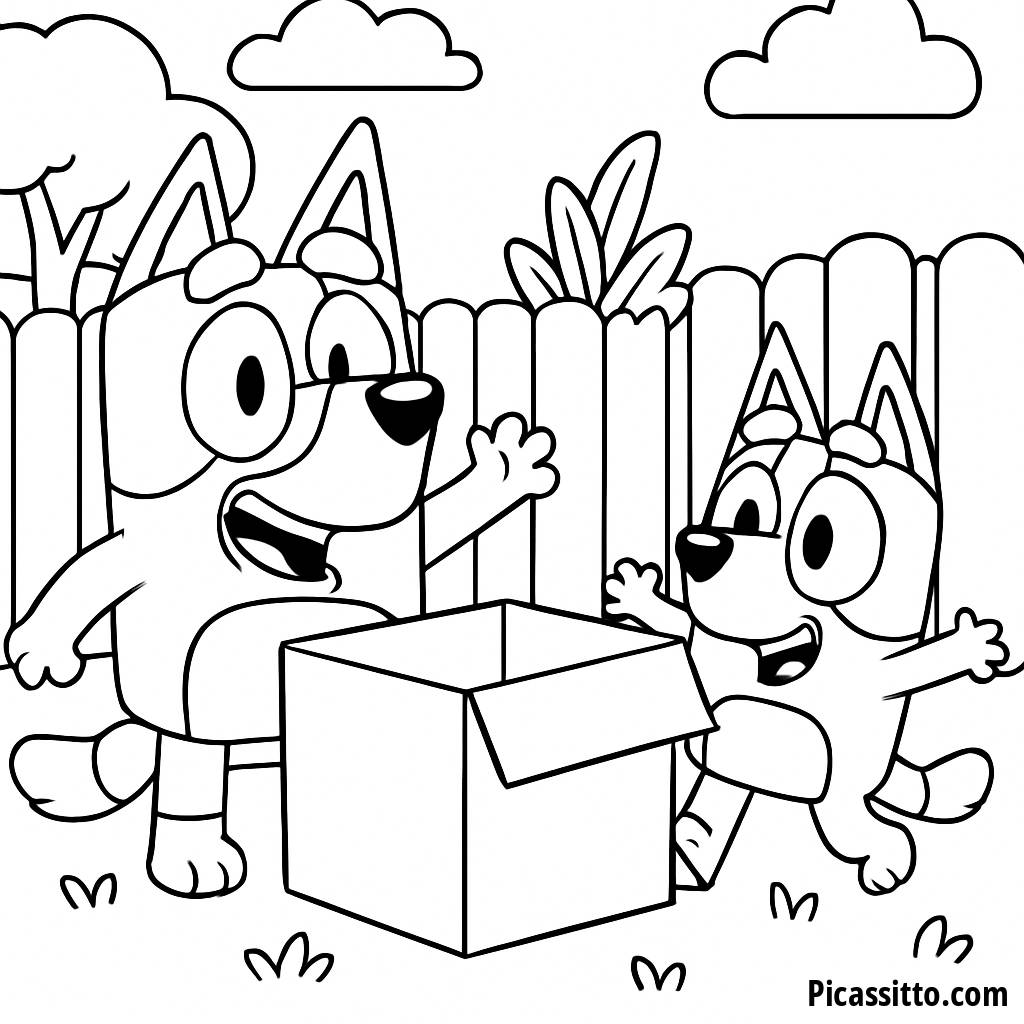 Spaß in der Sonne: Ausmalbild von Bluey und Bingo