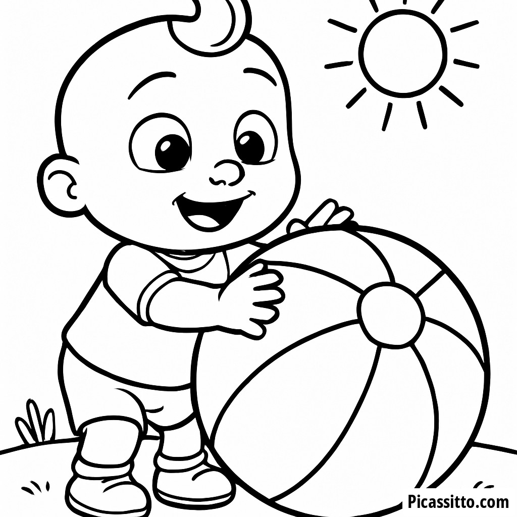 Fun JJ Coloring Page with a Colorful Beach Ball!
