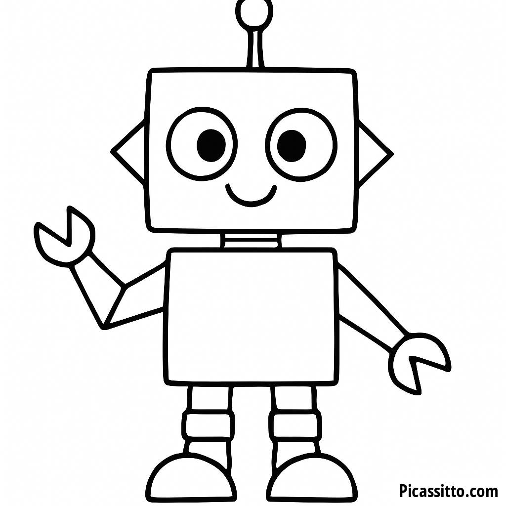 Fun Robot Coloring Page - Shapes Galore!