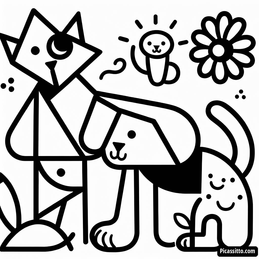 Page à Colorier Animaux en Formes Amusantes