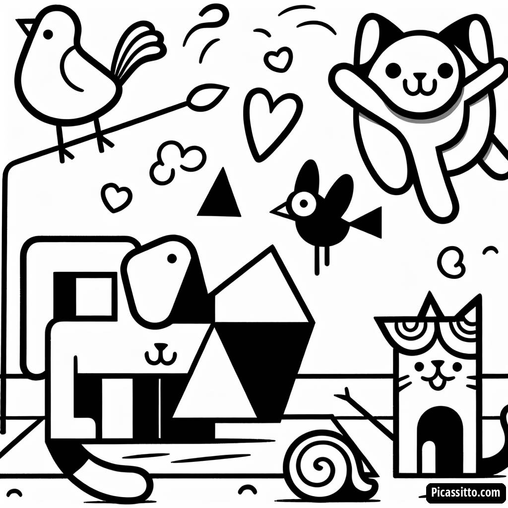 Веселая Цветная Страница Животных из Форм