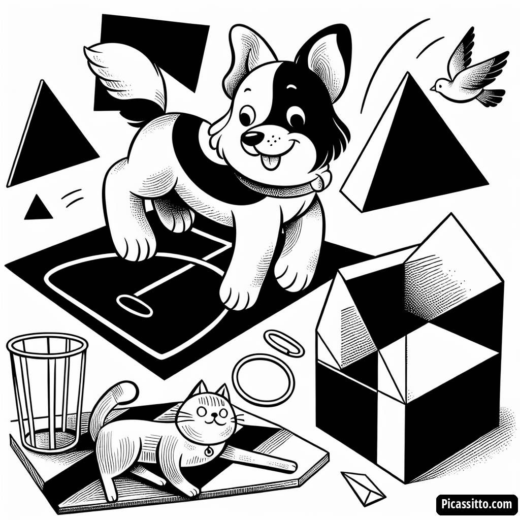 Fun Shapes Coloring Page: Animals in Play!