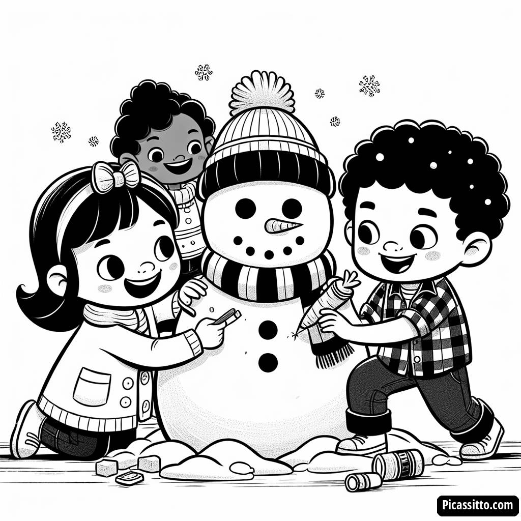 Раскраска: Построение Снеговика