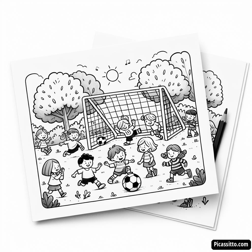 Spaßige Fußball Ausmalseite für Kinder