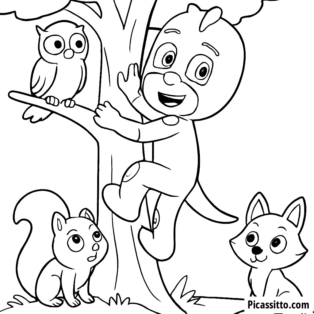 Página para Colorear de Gekko Escalando un Árbol