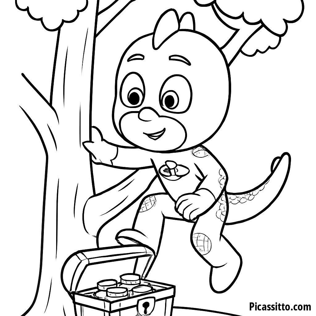 Раскраска: Поиск Сокровищ Гекко