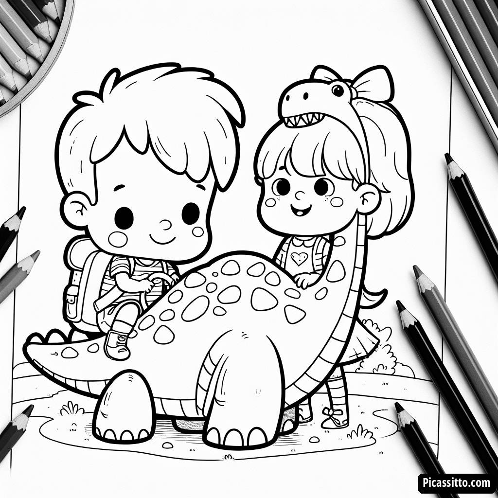 Malvorlage von George und seinem Dinosaurier