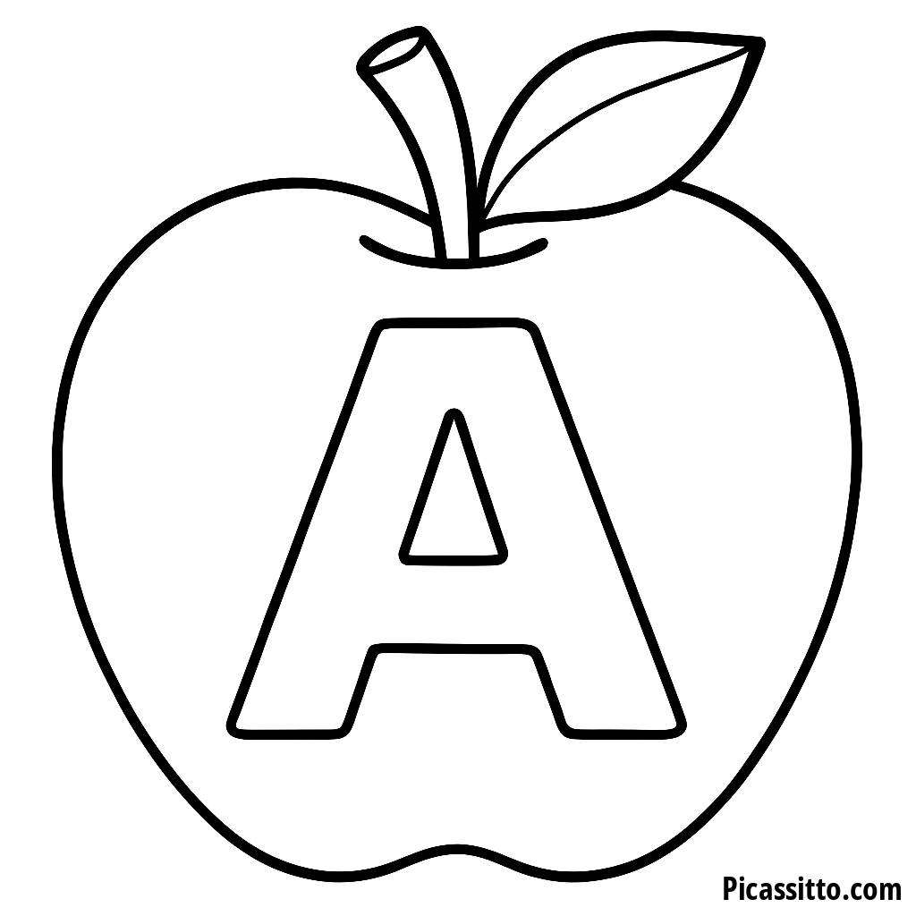 Riesenapfel Ausmalbild mit dem Buchstaben A