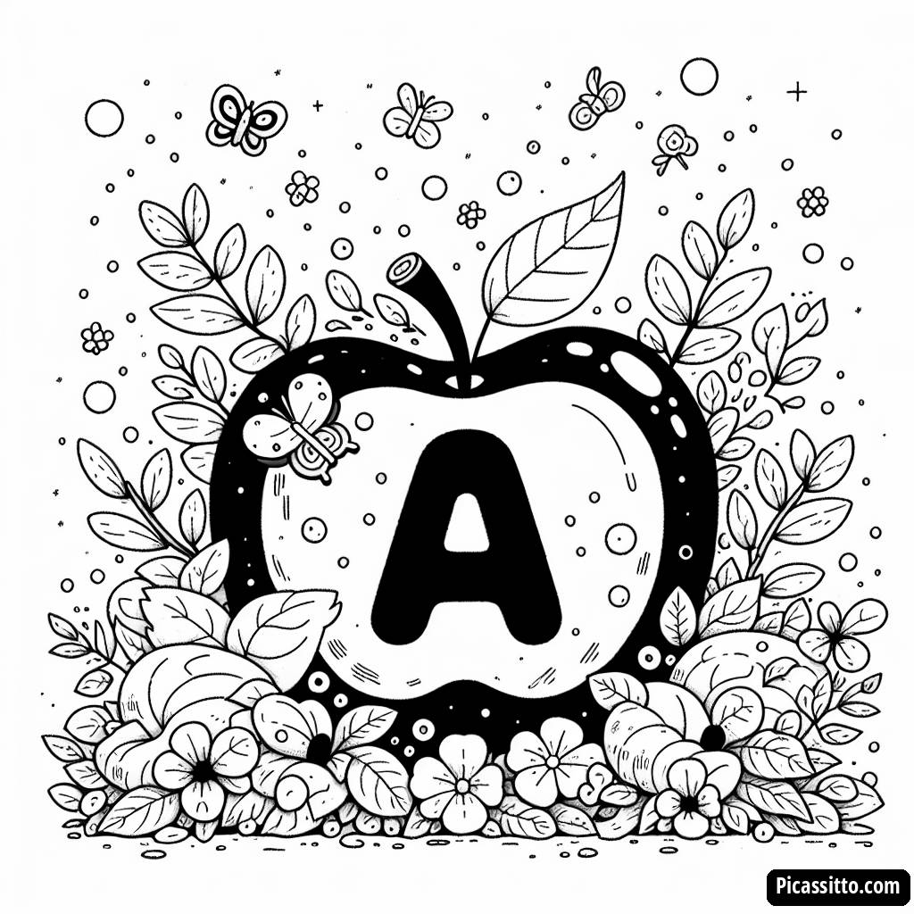 Riesenapfel Malvorlage mit dem Buchstaben A