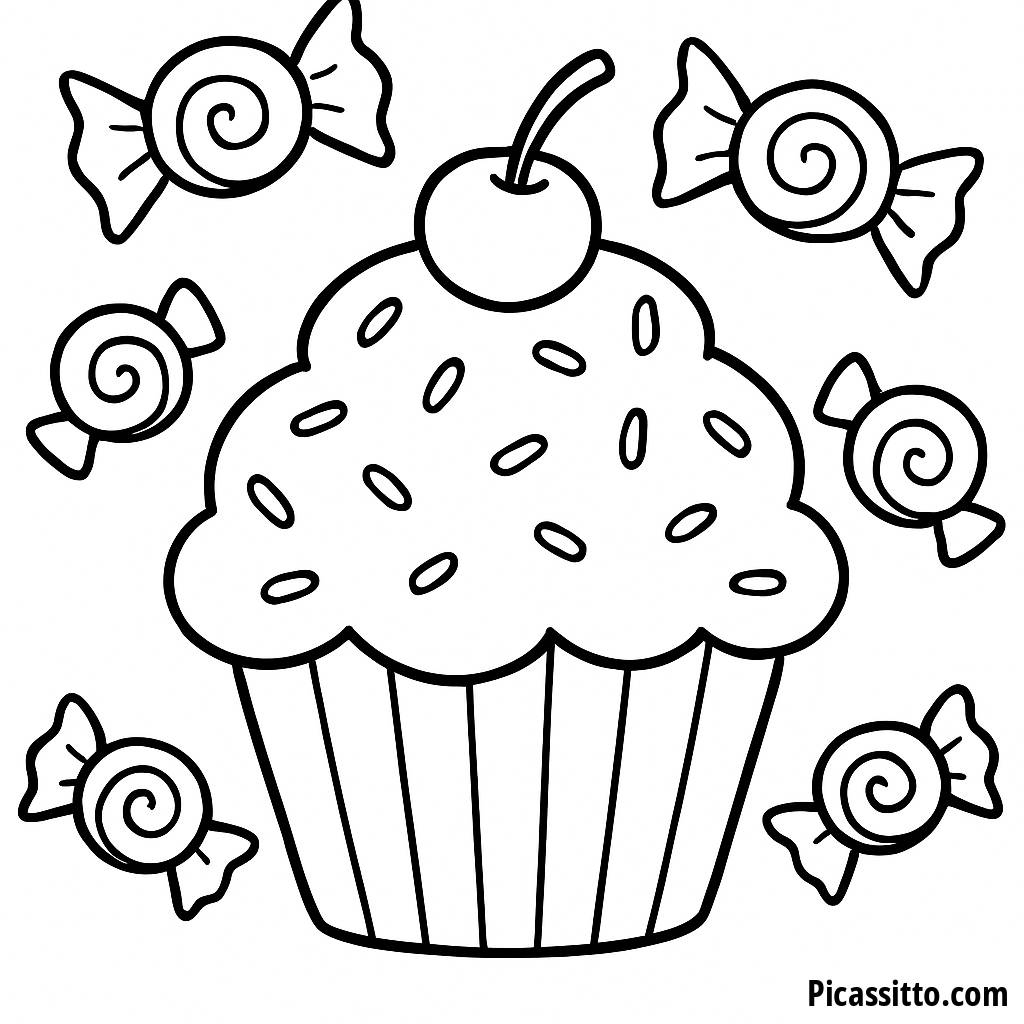 Page à Colorier de Cupcake Géant