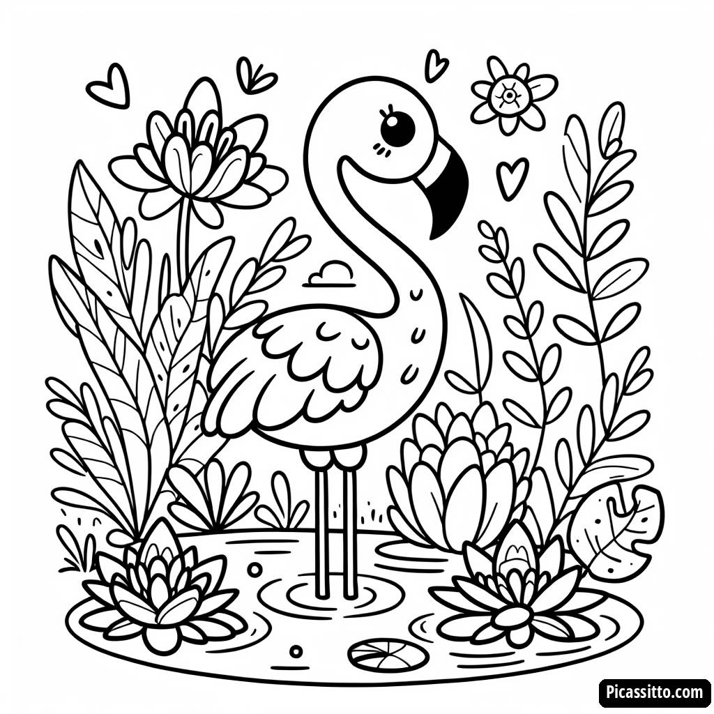 Раскраска Элегантного Фламинго