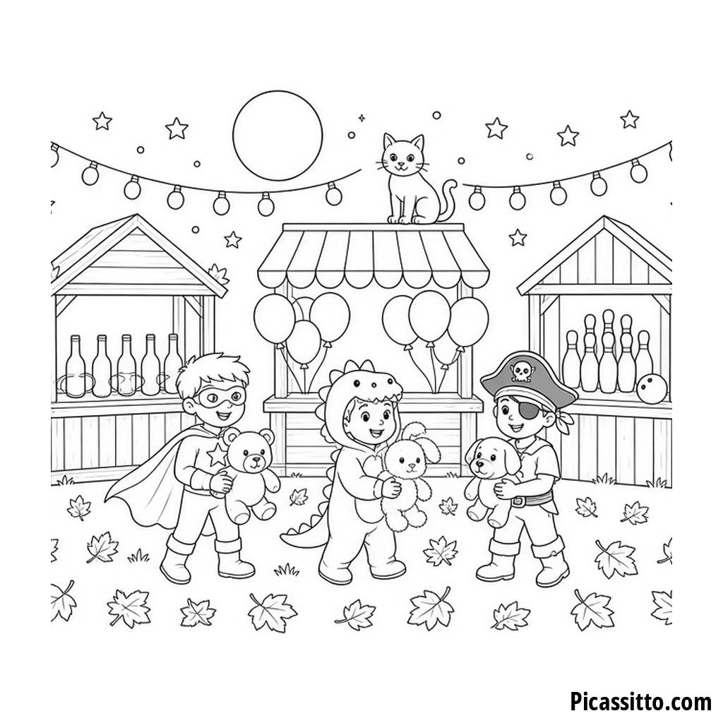 Disegno da colorare bancarelle del carnevale di Halloween
