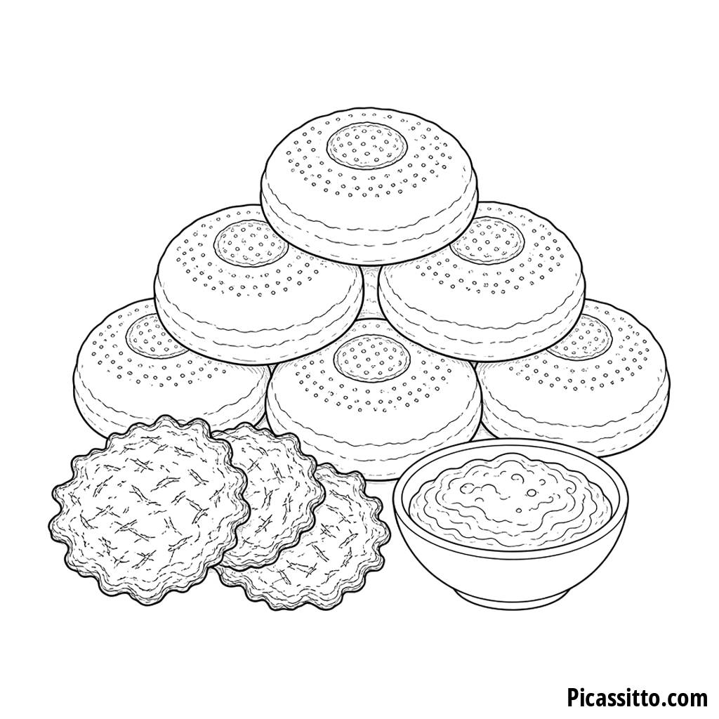 Sufganiyot y latkes de Janucá para colorear