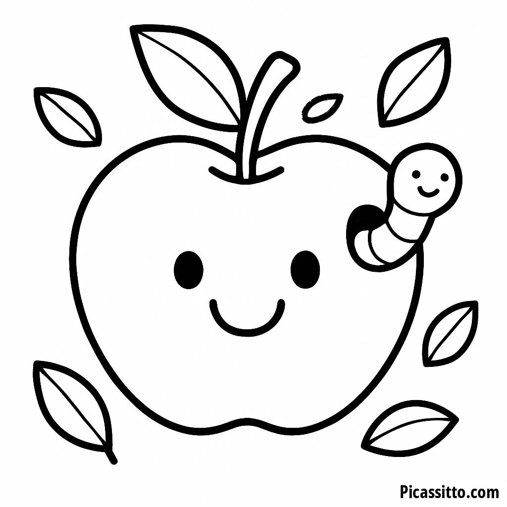 Happy Apple Coloring Page