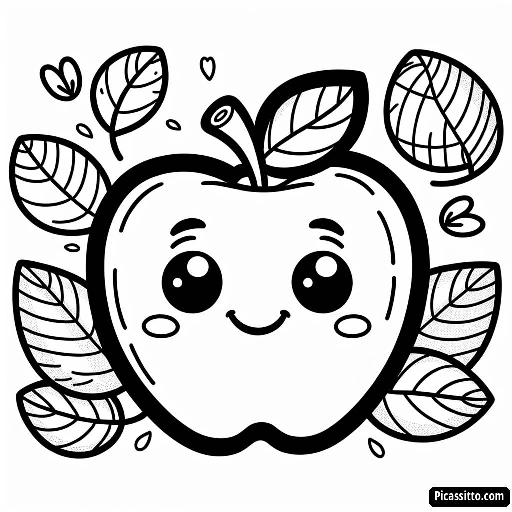 Pagina da Colorare della Mela Felice