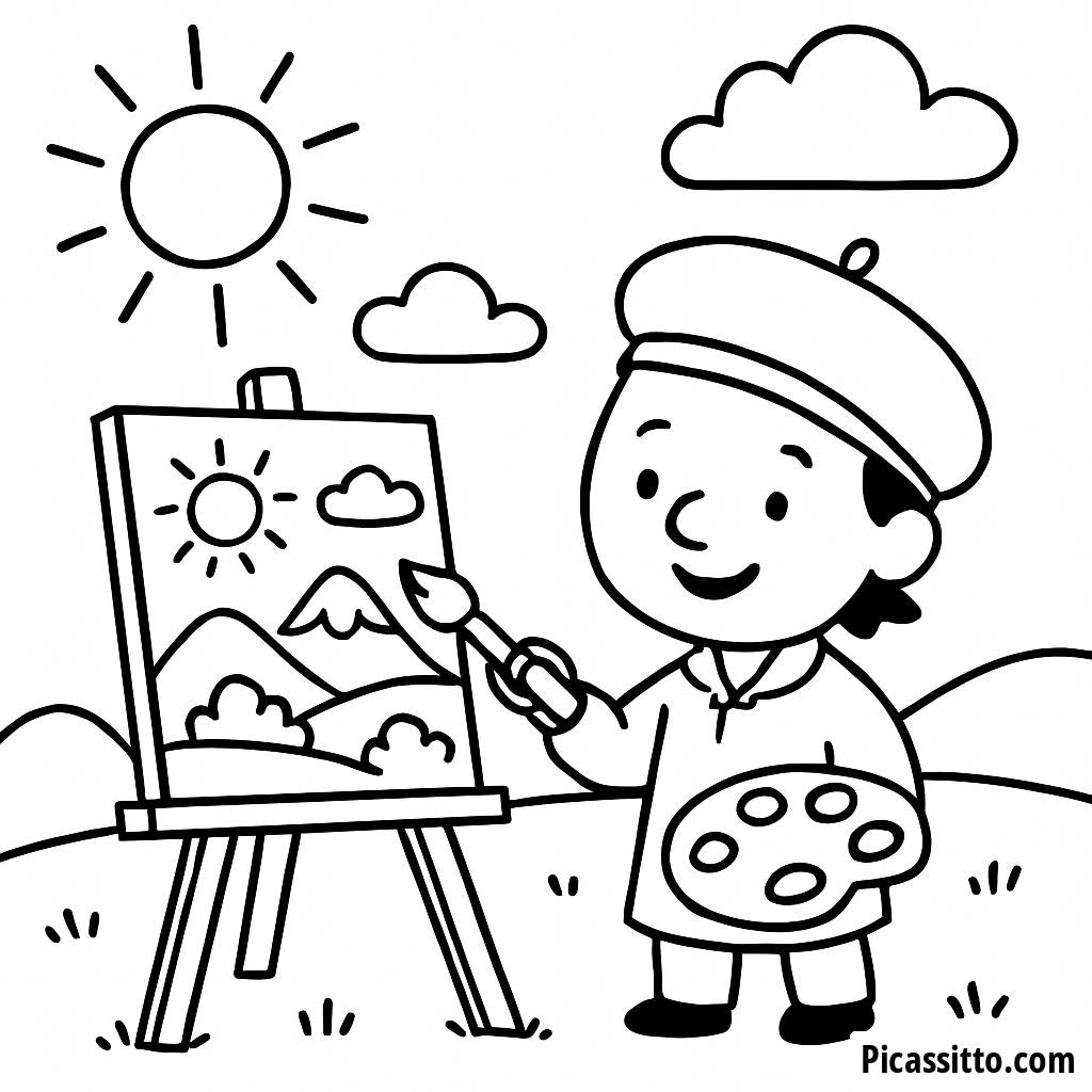 Happy Artist Coloring Page