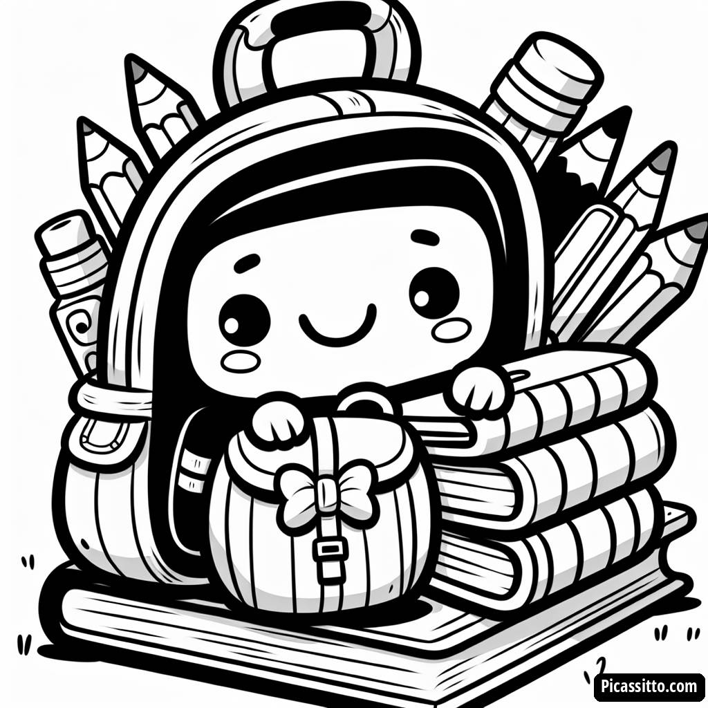 Pagina da Colorare dello Zaino Felice