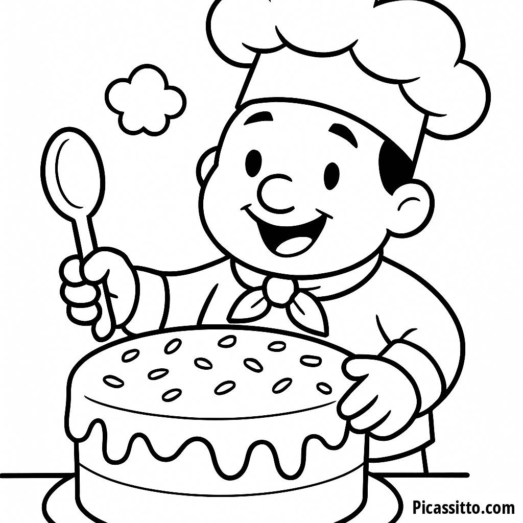 Glücklicher Koch Ausmalbild