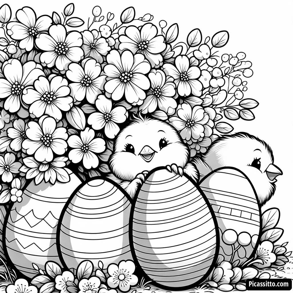 Pagina da Colorare dei Pulcini Felici