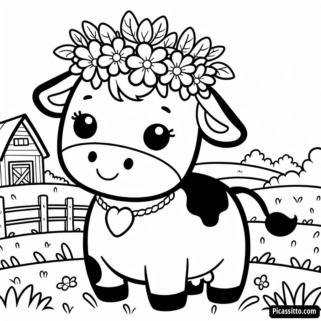 Page à Colorier de la Vache Heureuse