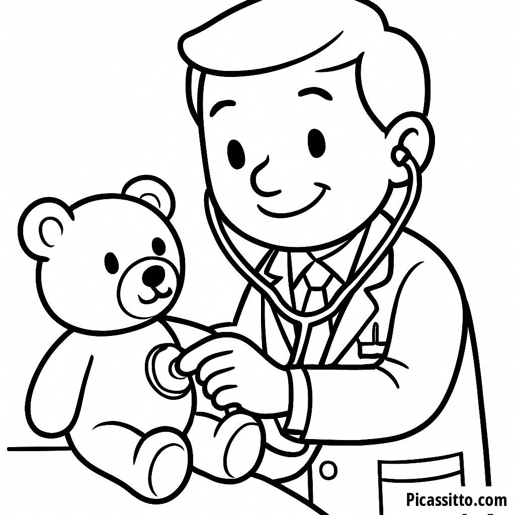 Página para Colorir do Médico Feliz