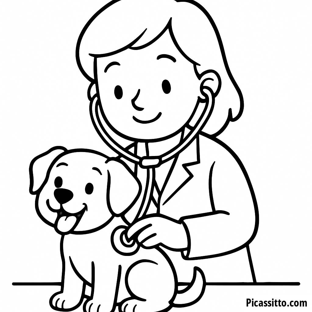 Glücklicher Welpe Ausmalbild - Tierarzt Spaß!