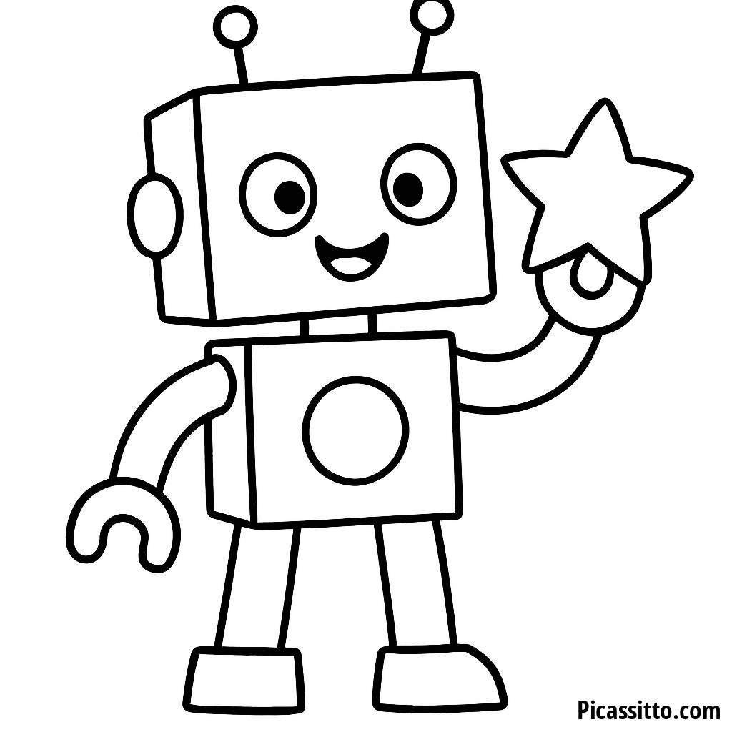 Glücklicher Roboter Ausmalbild - Formen Spaß!