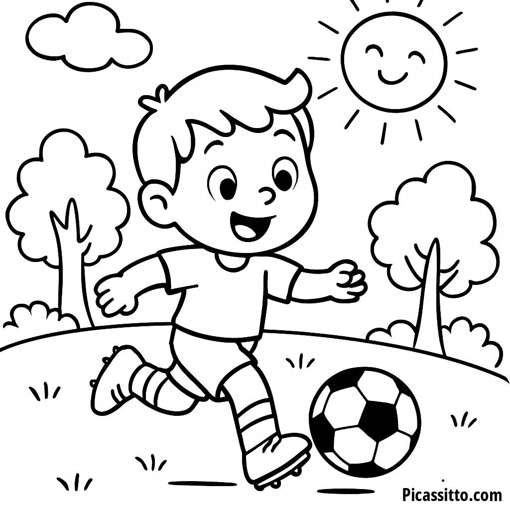 Página para Colorear de un Jugador de Fútbol Feliz