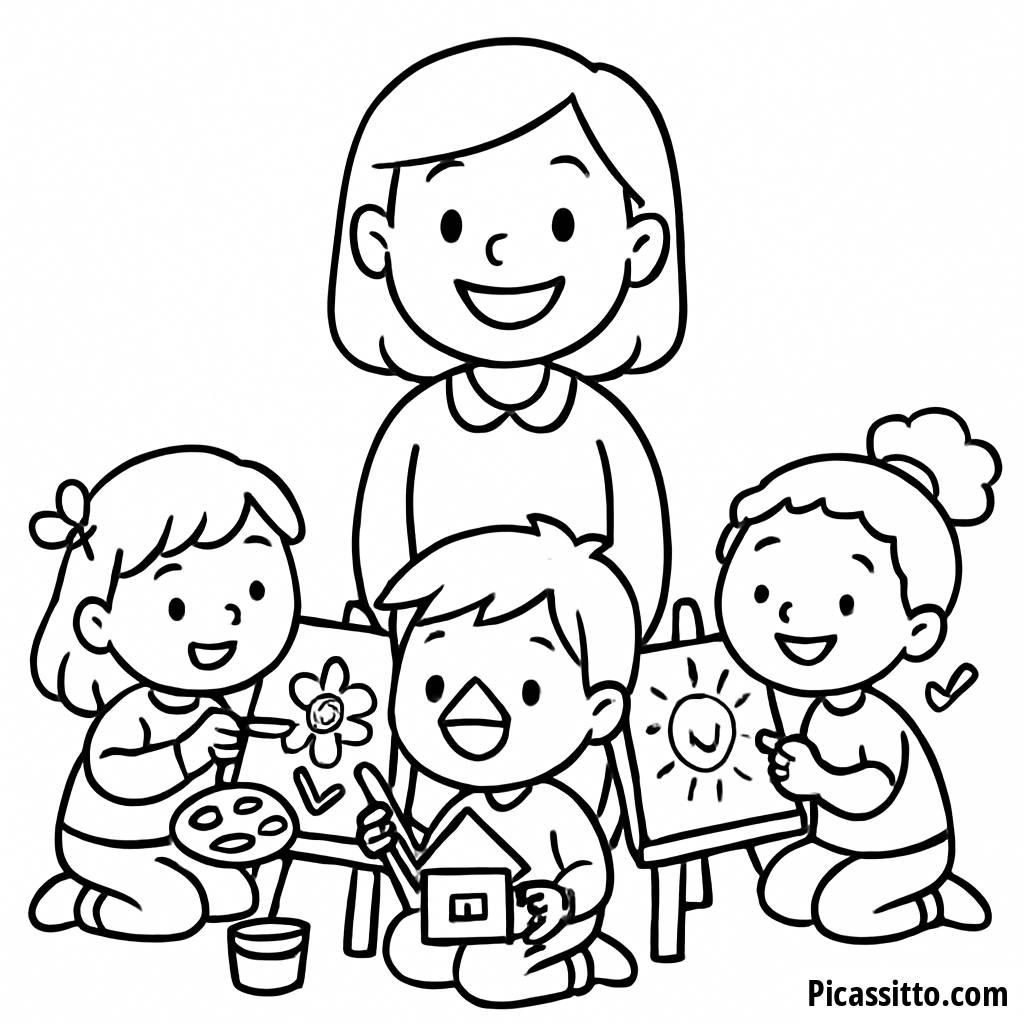 Happy Teacher Coloring Page