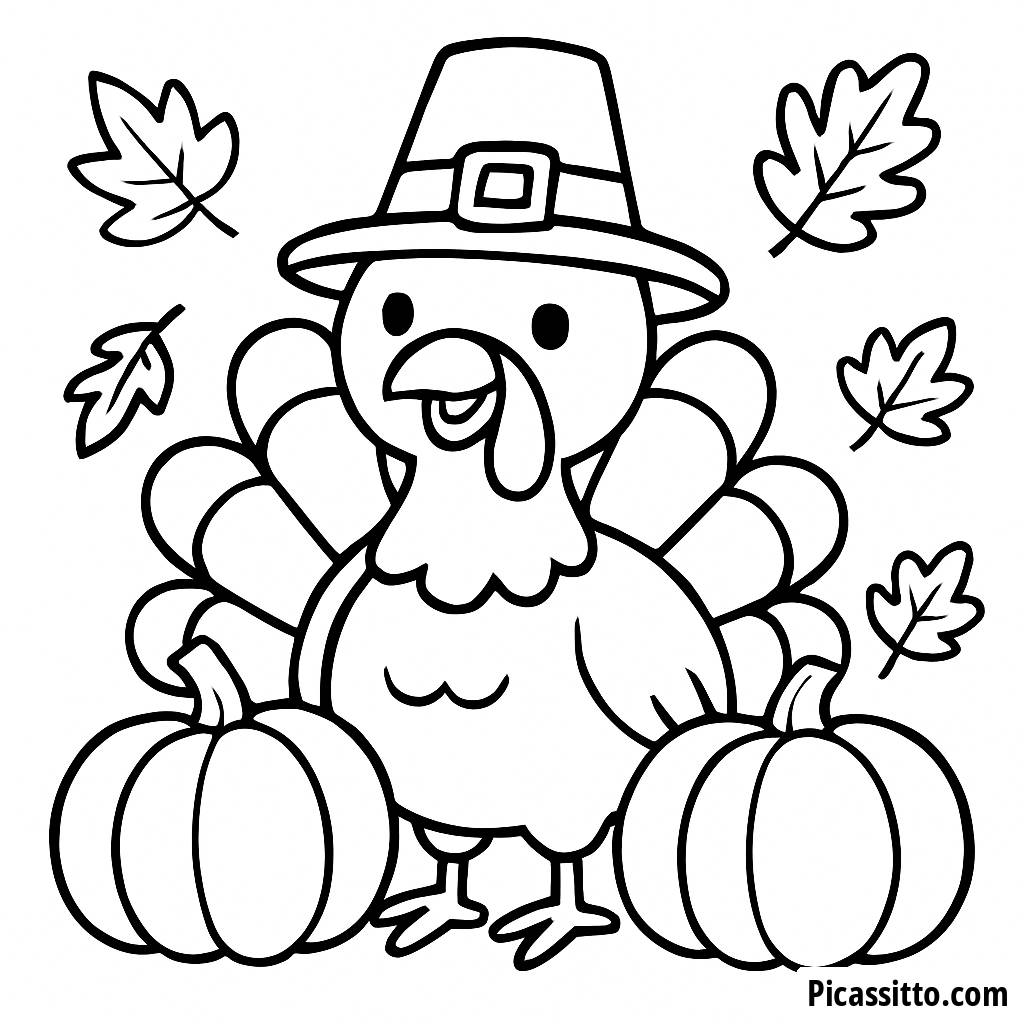 Fröhliche Truthahn Malvorlage für ein tolles Erntedankfest!