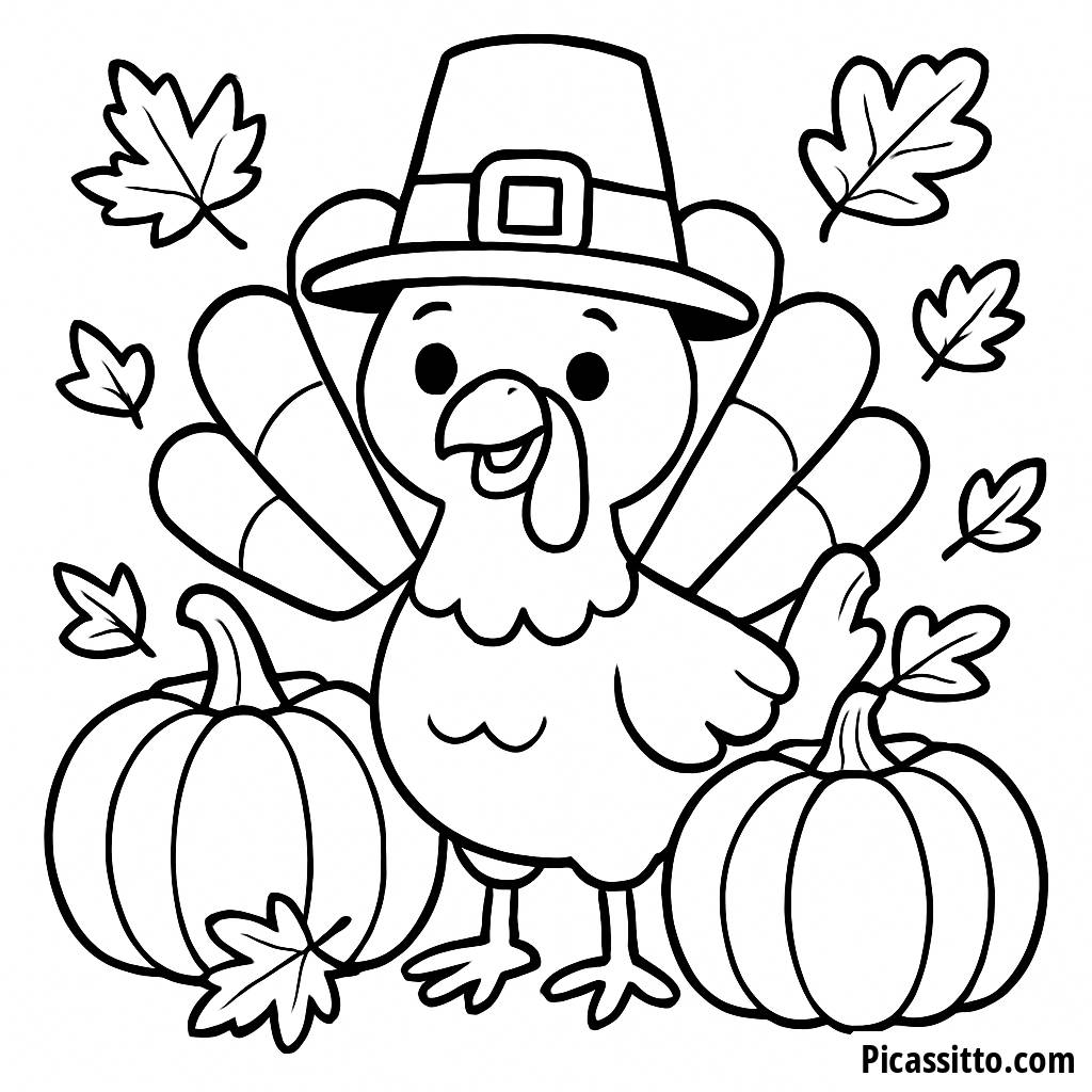Happy Turkey Coloring Page