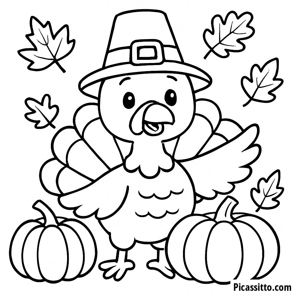 Fröhliche Truthahn Ausmalbild für Erntedankfest