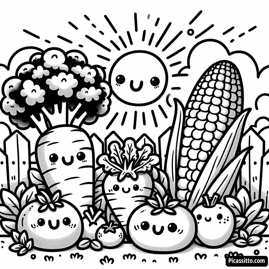 Glücklicher Gemüsegarten Ausmalbild
